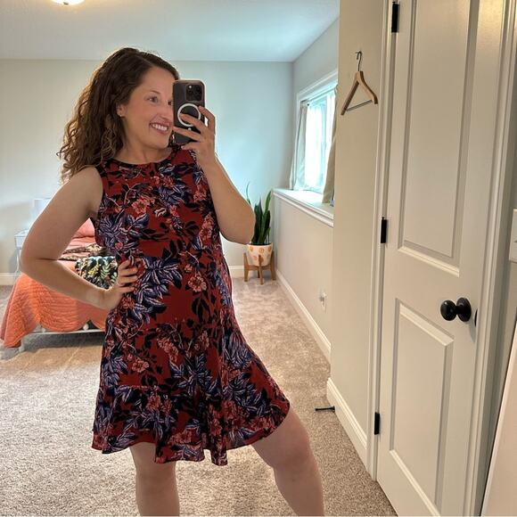 Rebecca Taylor Blue Red Floral Silk Mini Dress 4 - Picture 6 of 16